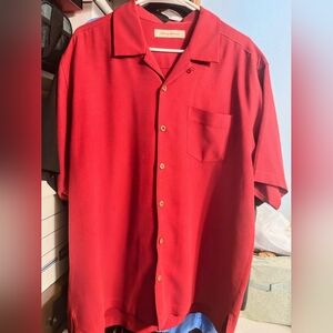 Tommy Bahama 100% Silk Camp Shirt Of Dice and Men Dice Casino Red L